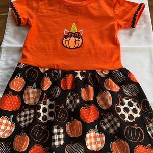 Pumpkin Unicorn Orange t shirt dress